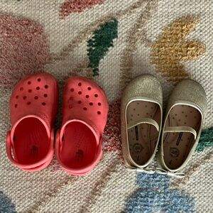 Crocs and Sparkly Dress Up Mary Jane Toddler Girls SZ 7 Bundle